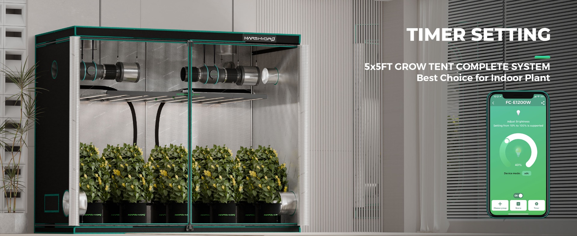 mars hydro FC-E1200W LED grow light-timer setting