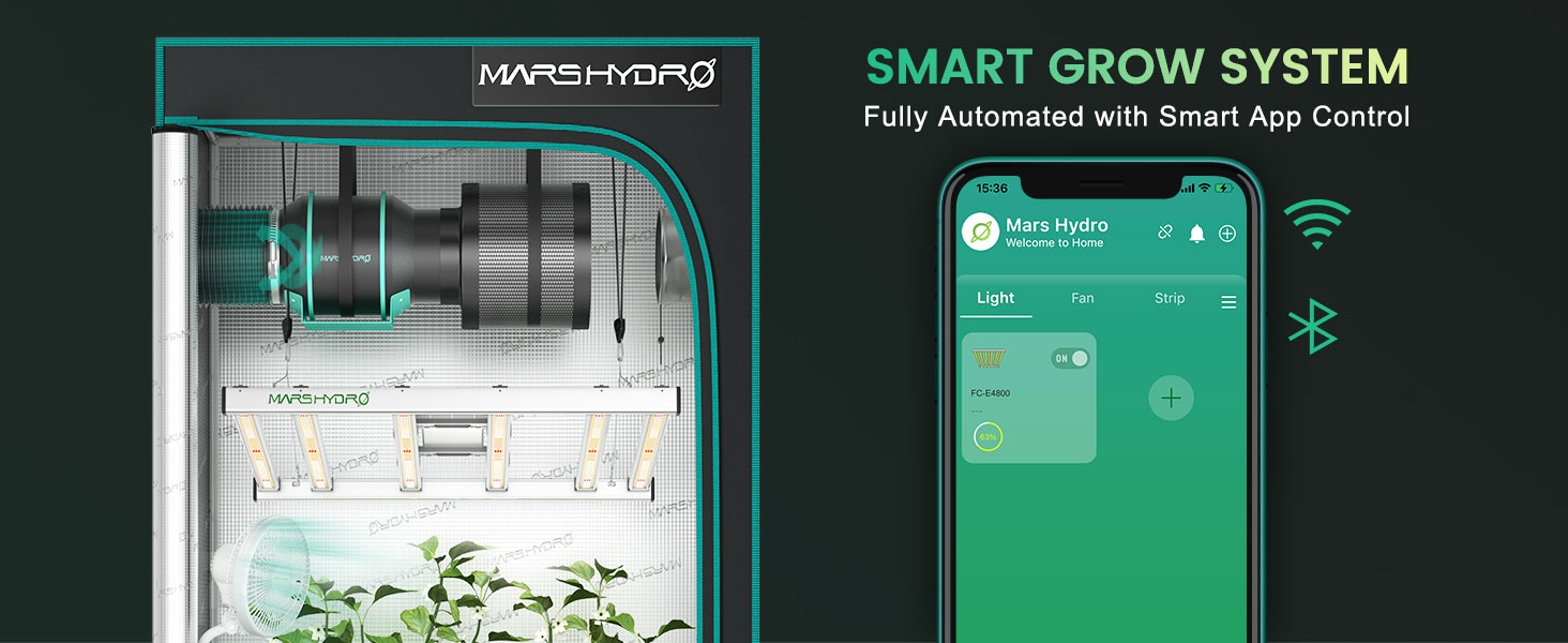 mars hydro fc-e4800 led smart grow tent system fully automated with app control