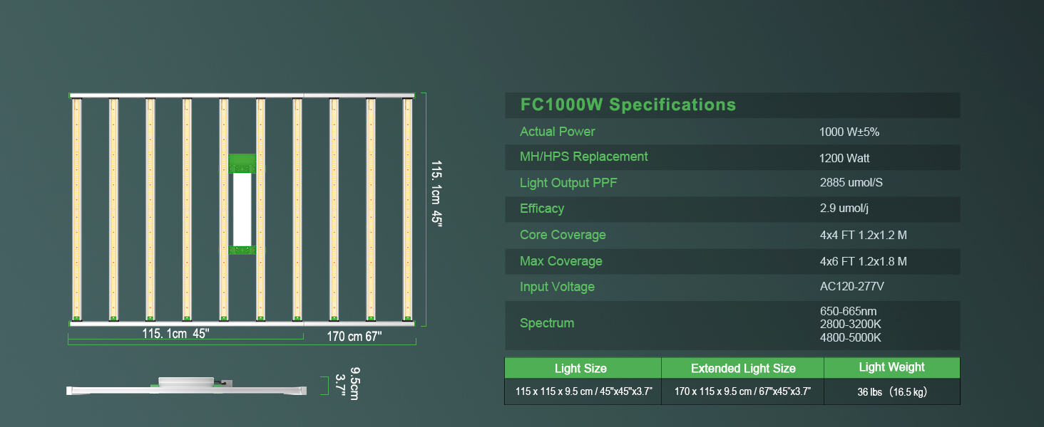 Светодиодный светильник для выращивания растений Mars Hydro Smart FC1000W Samsung-10