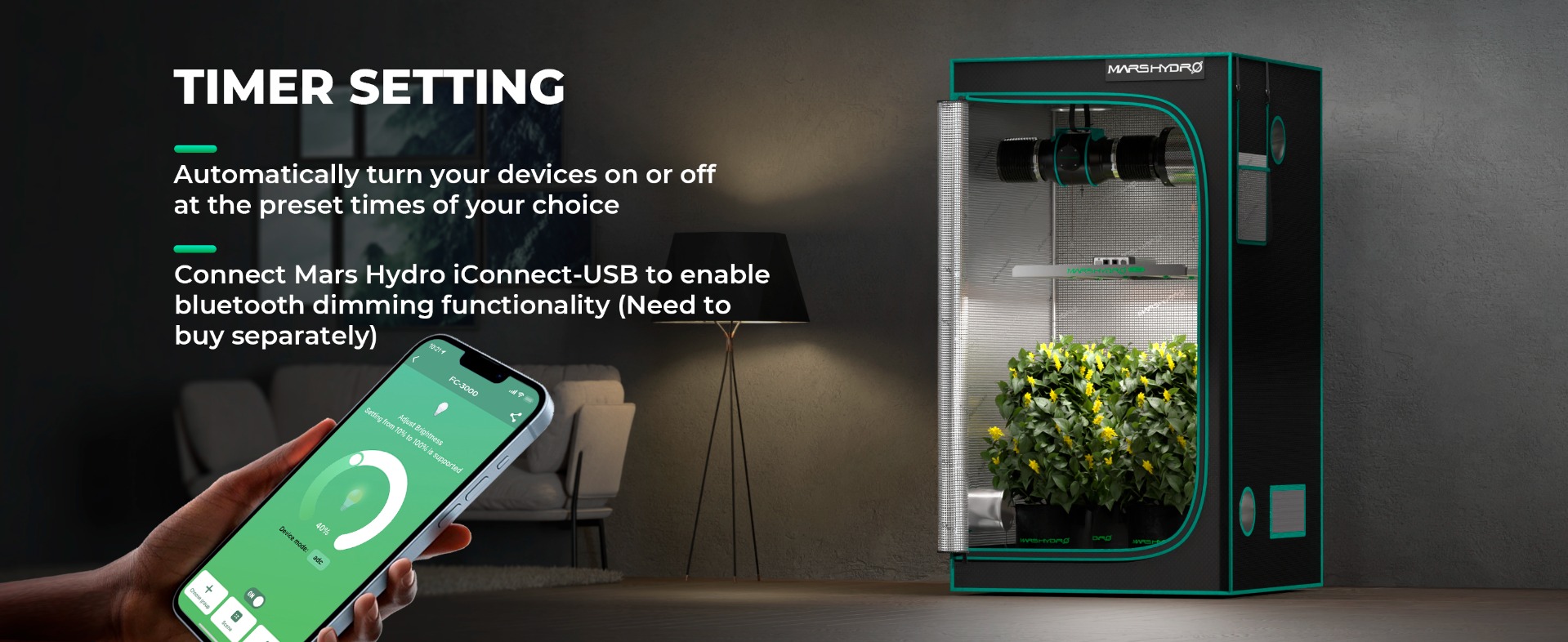 App dimming control of Mars Hydro Smart FC3000 LED