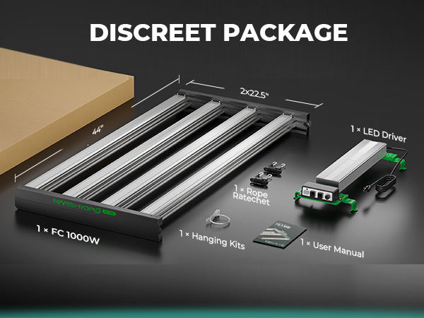 Discreet Package of Mars Hydro FC1000W EVO Dimmable LED Grow Lights