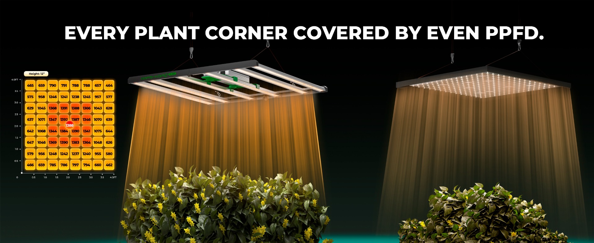 Smart FC4800 LED grow light, you can remote control brightness, pre-configured smart programming, dimming and timing programs automatically