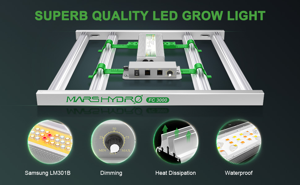 Mars Hydro FC3000 LED Grow Light for 3x3 Grow area