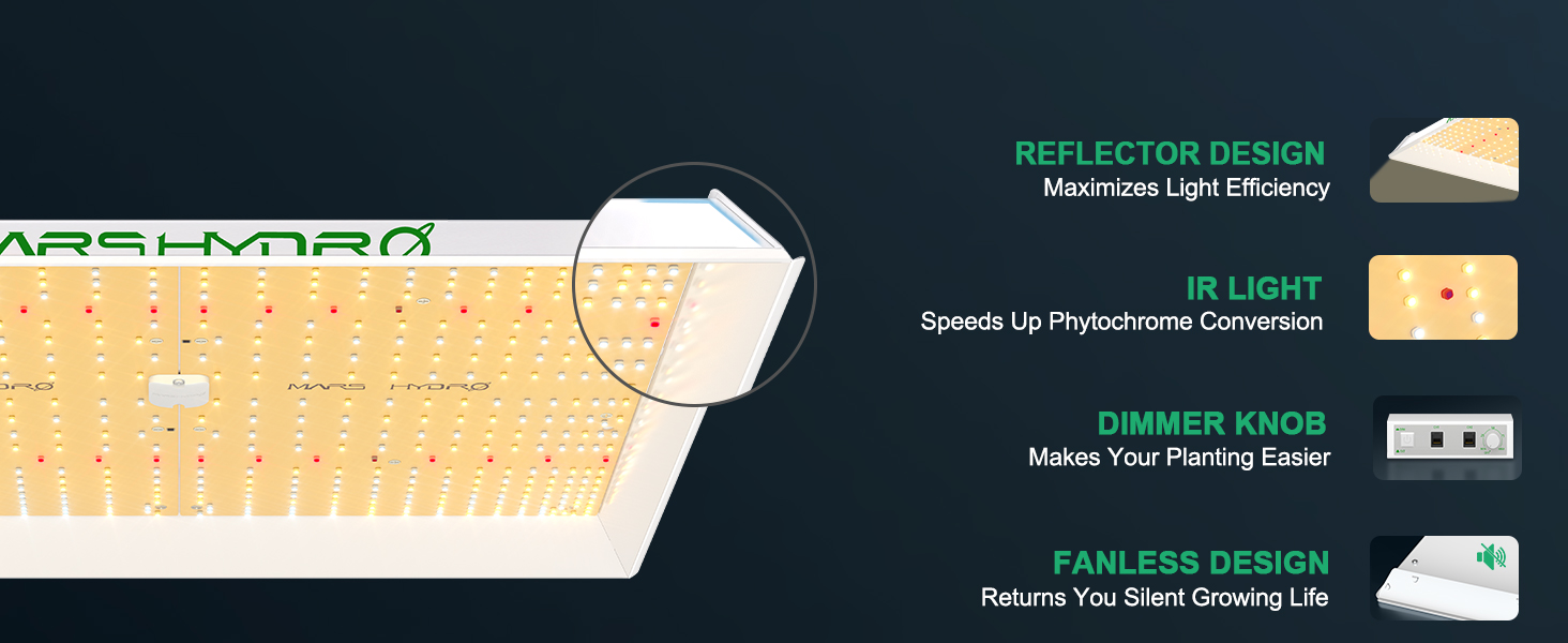 2022 New Version!! Mars Hydro TS Series LED Grow Light Optimization, IR Light,Dimmer Box, Fanless Design, Feflector Design