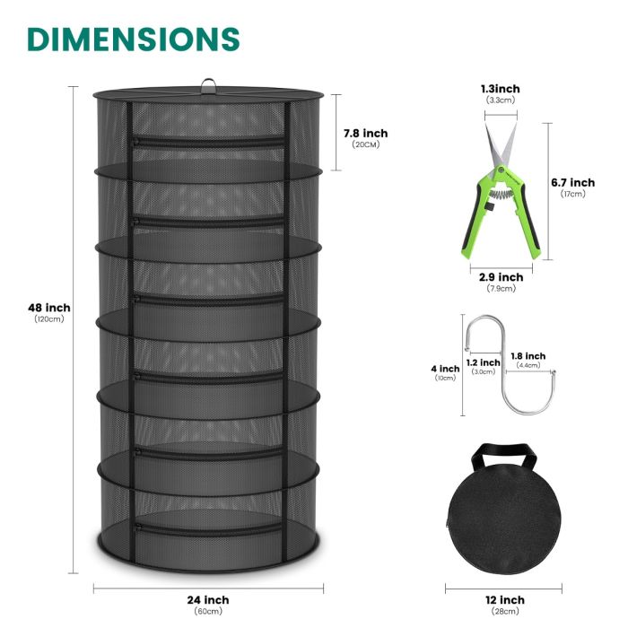 6-Layer Mesh Herb Drying Rack With Pruning Shears