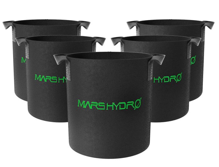 Mars Hydro 5-Pack 10Gallon Fabric Plant Grow Bag Black with Handles