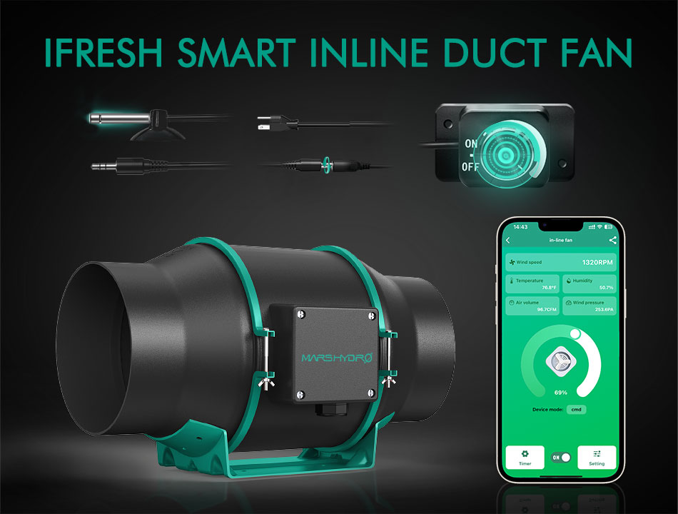 mars hydro iFresh smart inline duct fan with sensor and application