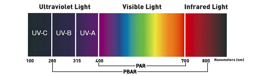 The spectrum wavelength range difference between PBAR and PAR