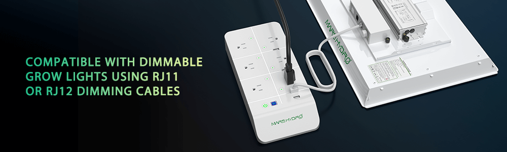 The mars hydro iHub power strip was specially made compatible with grow lights with RJ11 or RJ12 dimming cables