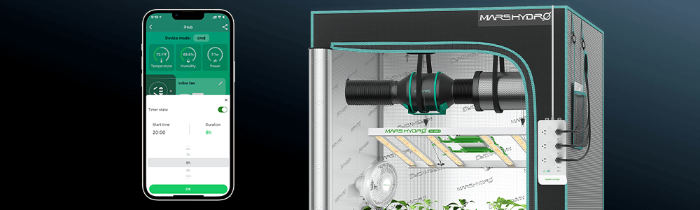 The mars hydro iHub smart power strip can set timers to manage your indoor growing envrionment