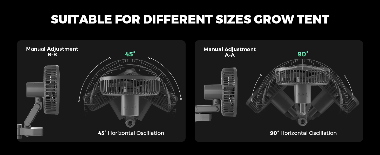 Mars Hydro Grow Tent Clip-on Auto-Oscillating Fan