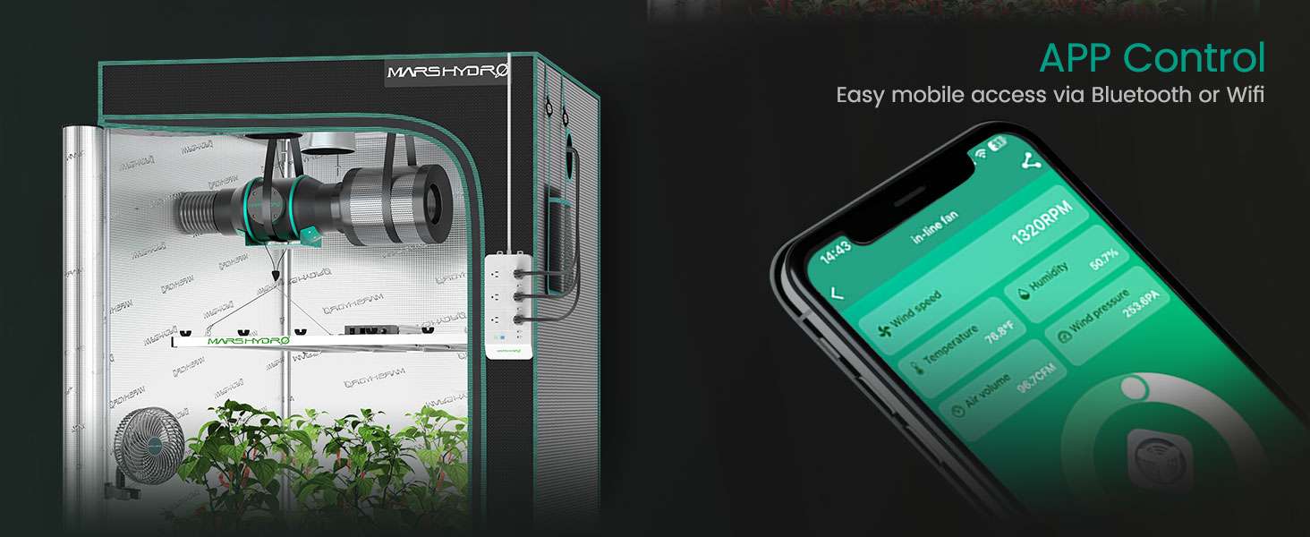 2mars Hydro iFresh 6 дюймов, 402 CFM, интеллектуальный канальный вентилятор, управление через приложение